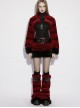 Red Ultra-Soft Artificial Fur Striped Texture Double Loops Design Fur Black Trims Hem Punk Style Leg Warmers