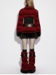 Red Ultra-Soft Artificial Fur Striped Texture Double Loops Design Fur Black Trims Hem Punk Style Leg Warmers