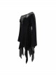 Off-Shoulder Positioning Flower Lace Embroidery Long Sleeve Black Gothic Dense Velvet Dress