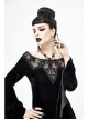 Off-Shoulder Positioning Flower Lace Embroidery Long Sleeve Black Gothic Dense Velvet Dress