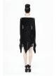 Off-Shoulder Positioning Flower Lace Embroidery Long Sleeve Black Gothic Dense Velvet Dress