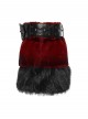 Red Ultra-Soft Artificial Fur Striped Fluffy Texture Black Fur Trims Hem Studded Belt Punk Style Skirt