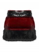 Red Ultra-Soft Artificial Fur Striped Fluffy Texture Black Fur Trims Hem Studded Belt Punk Style Skirt