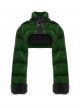 Green Ultra-Soft Artificial Fur Striped Texture Windproof Stand Collar Loose Long Sleeves Black Fur Trims Cuff Punk Style Super Short Coat