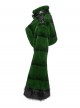 Green Ultra-Soft Artificial Fur Striped Texture Windproof Stand Collar Loose Long Sleeves Black Fur Trims Cuff Punk Style Super Short Coat