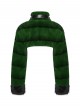 Green Ultra-Soft Artificial Fur Striped Texture Windproof Stand Collar Loose Long Sleeves Black Fur Trims Cuff Punk Style Super Short Coat