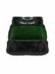 Green Ultra-Soft Artificial Fur Striped Fluffy Texture Black Fur Trims Hem Studded Belt Punk Style Skirt