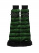 Green Ultra-Soft Artificial Fur Striped Texture Double Loops Design Fur Black Trims Hem Punk Style Leg Warmers