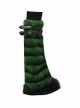 Green Ultra-Soft Artificial Fur Striped Texture Double Loops Design Fur Black Trims Hem Punk Style Leg Warmers