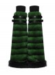 Green Ultra-Soft Artificial Fur Striped Texture Double Loops Design Fur Black Trims Hem Punk Style Leg Warmers