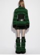 Green Ultra-Soft Artificial Fur Striped Texture Double Loops Design Fur Black Trims Hem Punk Style Leg Warmers