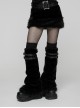 Black Ultra-Soft Artificial Fur Striped Texture Double Loops Design Fur Trims Hem Punk Style Leg Warmers