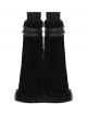 Black Ultra-Soft Artificial Fur Striped Texture Double Loops Design Fur Trims Hem Punk Style Leg Warmers