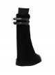 Black Ultra-Soft Artificial Fur Striped Texture Double Loops Design Fur Trims Hem Punk Style Leg Warmers