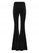 Black Stretch Velvet Splicing Lace Elegant Waist Pleating Gothic Style Flared Trousers