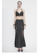 Black Snake-Like Leather Side Slit Hem Lace-Up Rivet Punk Long Skirt