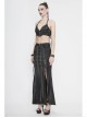 Black Snake-Like Leather Side Slit Hem Lace-Up Rivet Punk Long Skirt