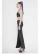 Black Snake-Like Leather Side Slit Hem Lace-Up Rivet Punk Long Skirt
