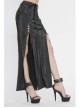 Black Snake-Like Leather Side Slit Hem Lace-Up Rivet Punk Long Skirt