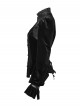 Black Stretch Velvet Splicing Leather-Like Texture Stand Collar Front Delicate 3D Embroidery Gorgeous Visual Gothic Style Long Sleeves Shirt