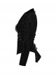 Black Velveteen Vintage Print Lace Edges Lapel Elegant Cinched-Waist Gothic Style Long Sleeves Coat