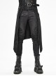 Fog Flower Print Pattern Waistband Asymmetrical Hem Side Lace-Up Black Punk Kilt