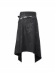 Fog Flower Print Pattern Waistband Asymmetrical Hem Side Lace-Up Black Punk Kilt