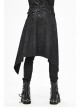 Fog Flower Print Pattern Waistband Asymmetrical Hem Side Lace-Up Black Punk Kilt