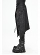 Fog Flower Print Pattern Waistband Asymmetrical Hem Side Lace-Up Black Punk Kilt