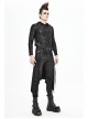Fog Flower Print Pattern Waistband Asymmetrical Hem Side Lace-Up Black Punk Kilt