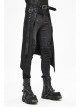 Fog Flower Print Pattern Waistband Asymmetrical Hem Side Lace-Up Black Punk Kilt