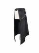 Fog Flower Print Pattern Waistband Asymmetrical Hem Side Lace-Up Black Punk Kilt