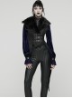 Black Plush Lapel Exquisite Jacquard Gorgeous Metal Buckles Tuxedo-Style Gothic Style Vest