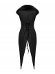 Black Plush Lapel Exquisite Jacquard Gorgeous Metal Buckles Tuxedo-Style Gothic Style Vest