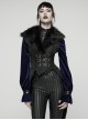 Black Plush Lapel Exquisite Jacquard Gorgeous Metal Buckles Tuxedo-Style Gothic Style Vest