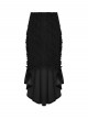 Black Velvet Elegant Rose Lace Retro High-Low Design Gothic Style Fishtail Skirt