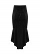 Black Velvet Elegant Rose Lace Retro High-Low Design Gothic Style Fishtail Skirt