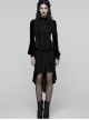 Black Velvet Elegant Rose Lace Retro High-Low Design Gothic Style Fishtail Skirt