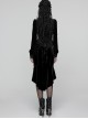 Black Velvet Elegant Rose Lace Retro High-Low Design Gothic Style Fishtail Skirt