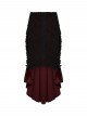 Red Velvet Black Elegant Rose Lace Retro High-Low Design Gothic Style Fishtail Skirt