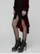 Red Velvet Black Elegant Rose Lace Retro High-Low Design Gothic Style Fishtail Skirt