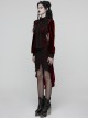Red Velvet Black Elegant Rose Lace Retro High-Low Design Gothic Style Fishtail Skirt