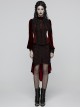 Red Velvet Black Elegant Rose Lace Retro High-Low Design Gothic Style Fishtail Skirt