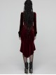 Red Velvet Black Elegant Rose Lace Retro High-Low Design Gothic Style Fishtail Skirt