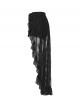 Black Stretch Knit Non-Detachable High-Low Retro Floral Lace Ruffled Skirt Hem Gothic Style Shorts