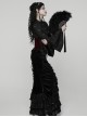 Black Feather Carved Handle Drooping Tassel Cross-Carved Pendant New Chinese Style Fan
