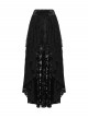 Black Tie-Dyed Velvet 3D Spider Web Lace High-Low Design Hem Gothic Style Skirt