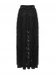 Black Tie-Dyed Velvet 3D Spider Web Lace High-Low Design Hem Gothic Style Skirt