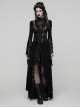 Black Tie-Dyed Velvet 3D Spider Web Lace High-Low Design Hem Gothic Style Skirt