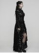 Black Tie-Dyed Velvet 3D Spider Web Lace High-Low Design Hem Gothic Style Skirt
